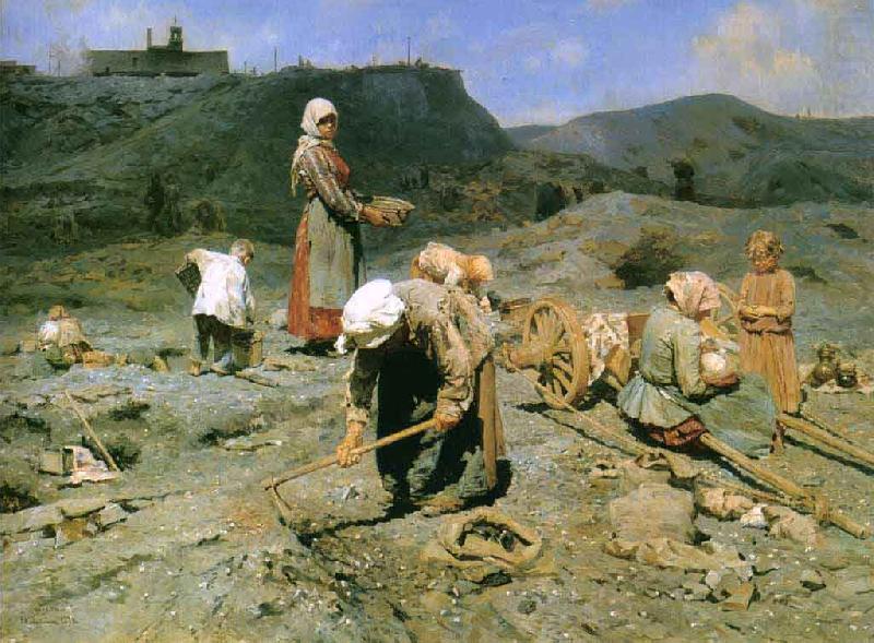 Nikolay Bogdanov-Belsky Poor Collecting Coal china oil painting image